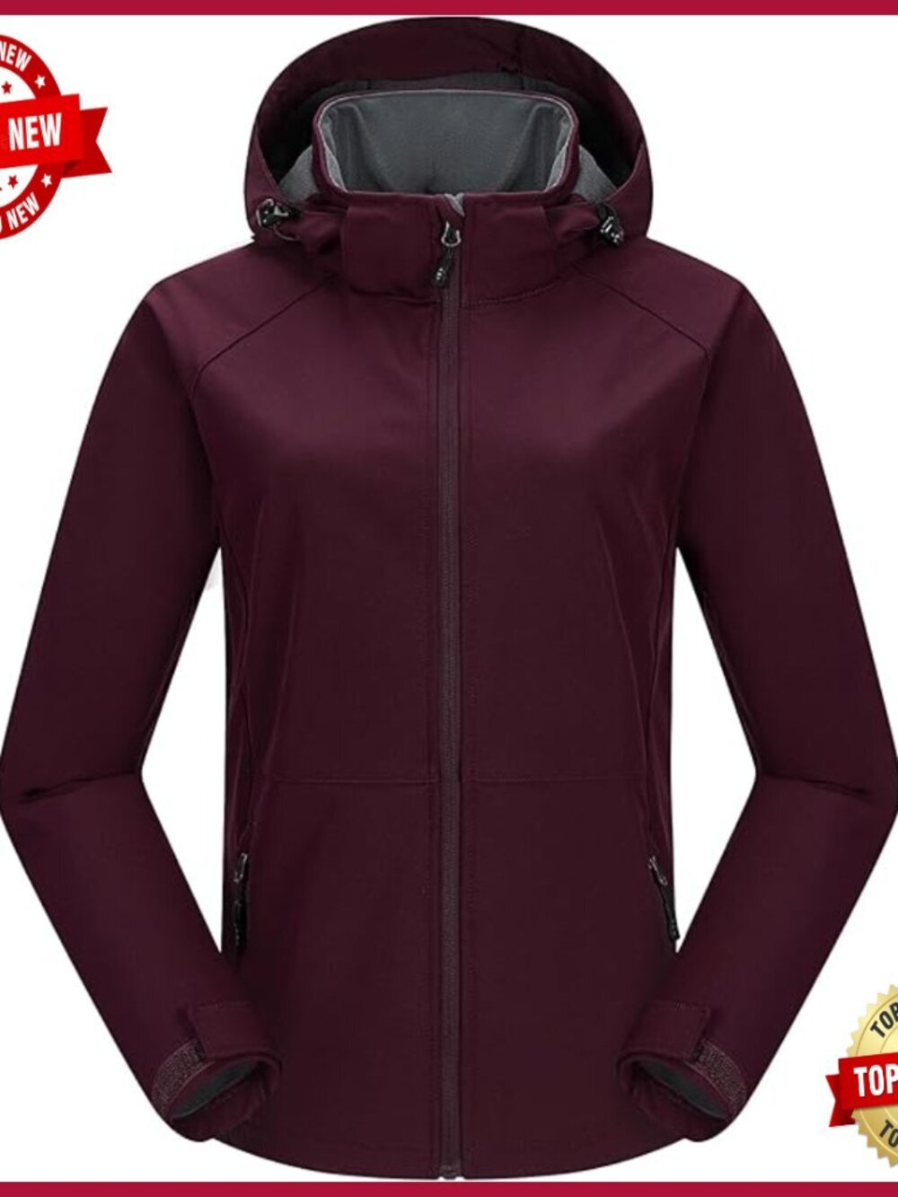 Women's Waterproof Softshell Jacket Fleece Lined Hooded Windbreaker Lightweight